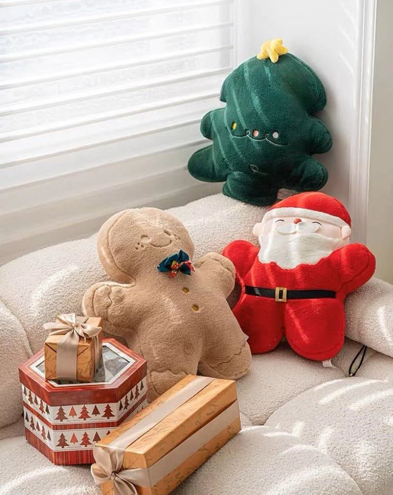 Christmas Decorative Throw Pillow - Santa, Gingerbread Man, Christmas Tree