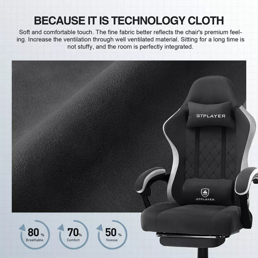 GTPLAYER Gaming Chair Fabric Linkage Armrests Ergonomic