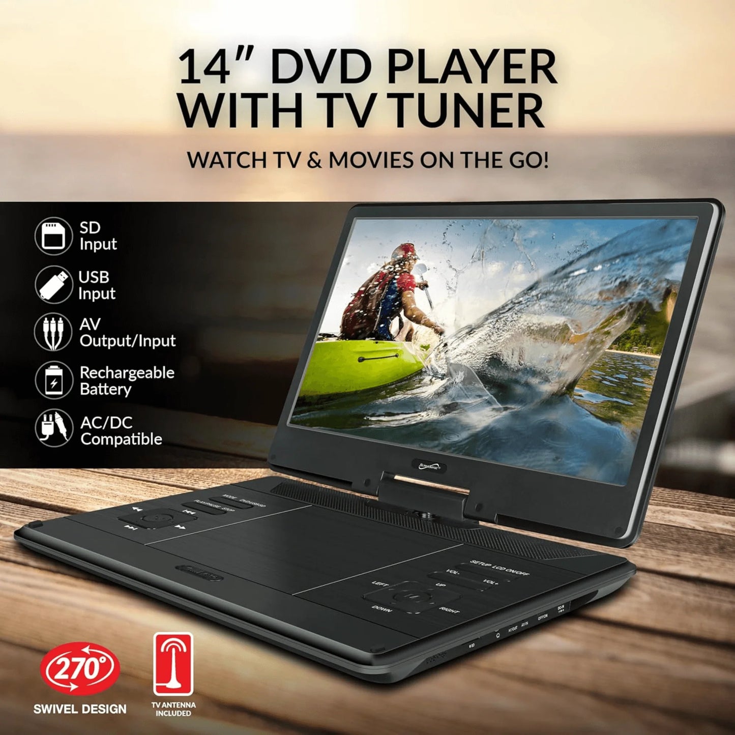 Supersonic 14-Inch Portable LED DVD Player