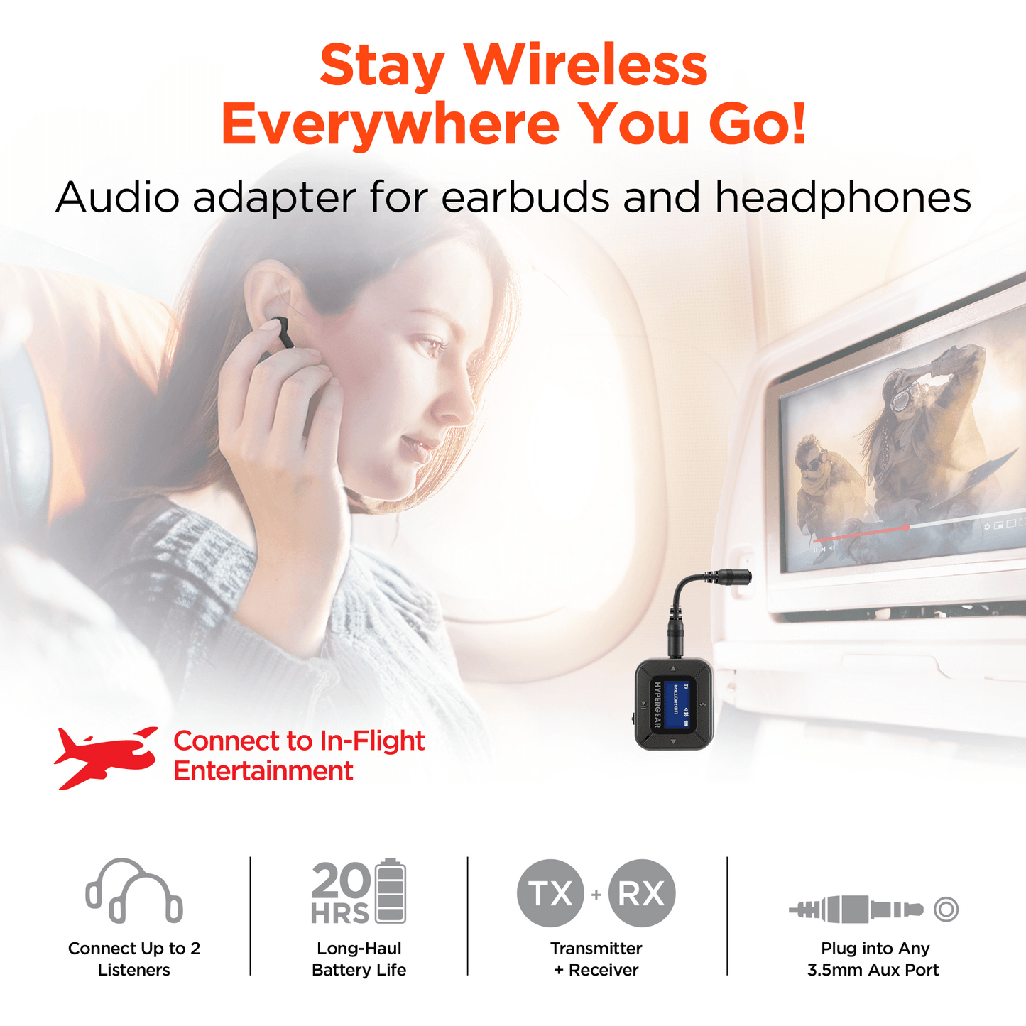 Hypergear Intellicast Flight Audio Transmitter + Receiver