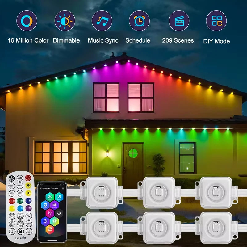 45M RGB LED Outdoor String Lights with APP Control and Scene Modes