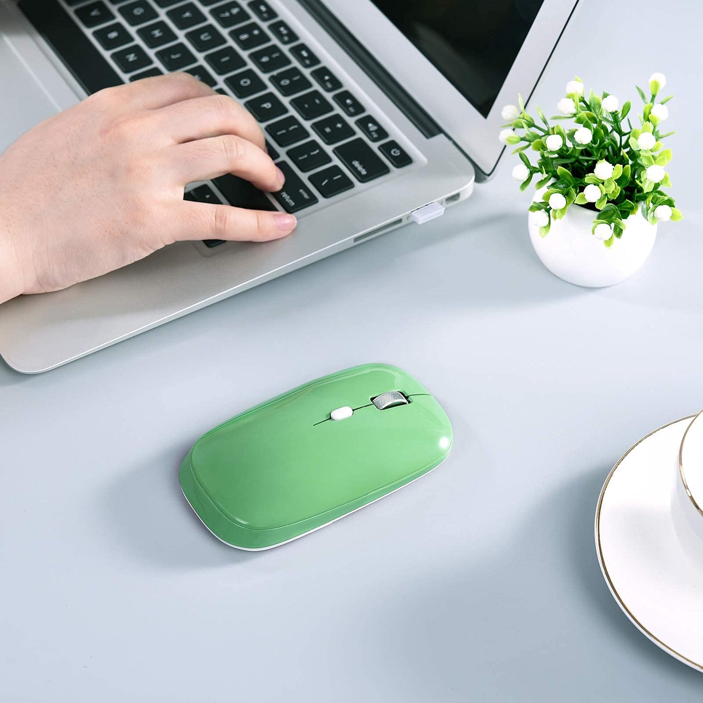 PINKCAT Wireless Flat Mouse, 2.4G Optical Mouse for Laptop, PC, Chromebook, Notebook, Especially Designed for Computer Bags (Pink)