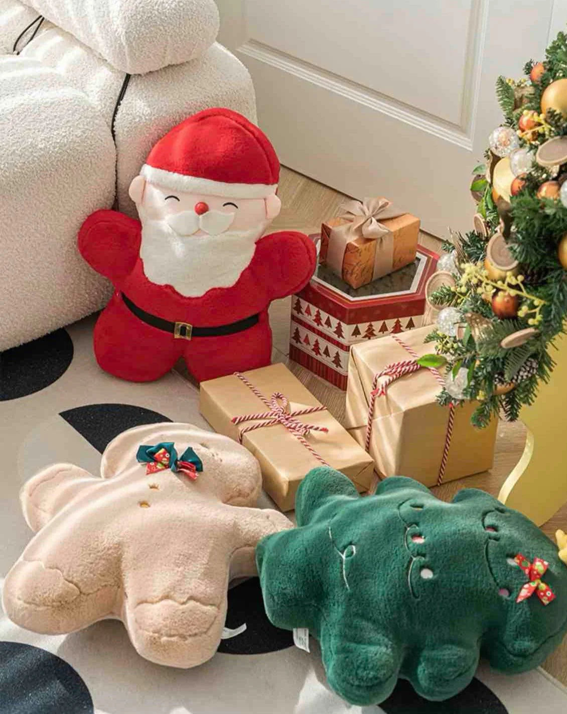 Christmas Decorative Throw Pillow - Santa, Gingerbread Man, Christmas Tree