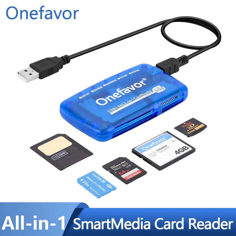 Portable Memory Card Reader SM Card Reader High Speed USB 2.0 All in One Cardreader Supply for SM SD MMC Memory Stick
