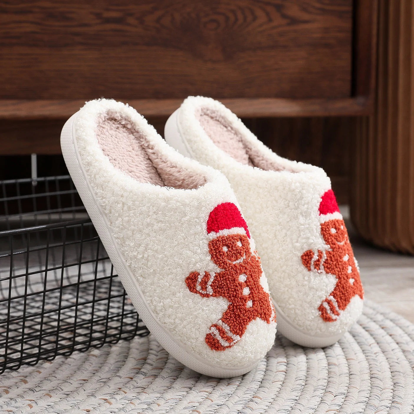 Christmas Gingerbread Cotton Slippers