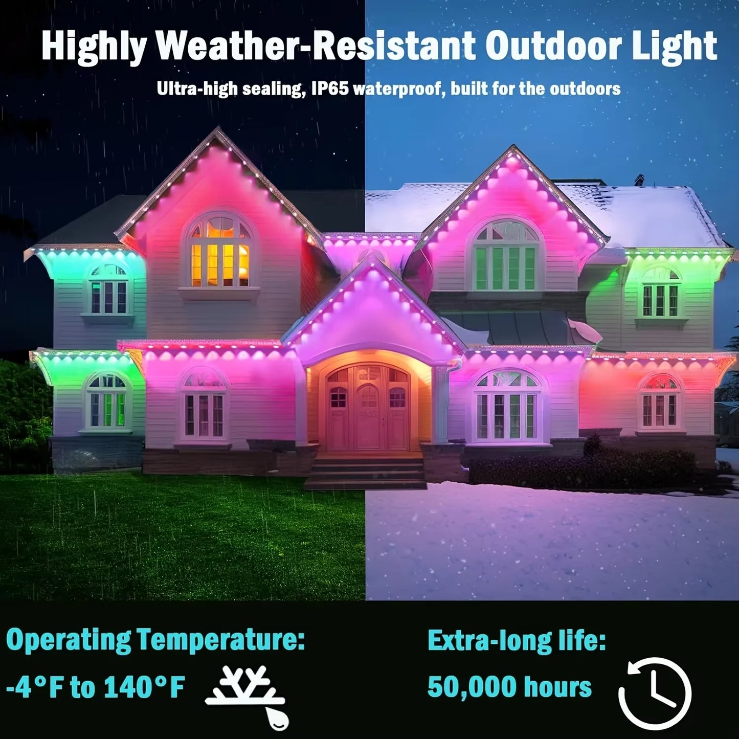 45M RGB LED Outdoor String Lights with APP Control and Scene Modes