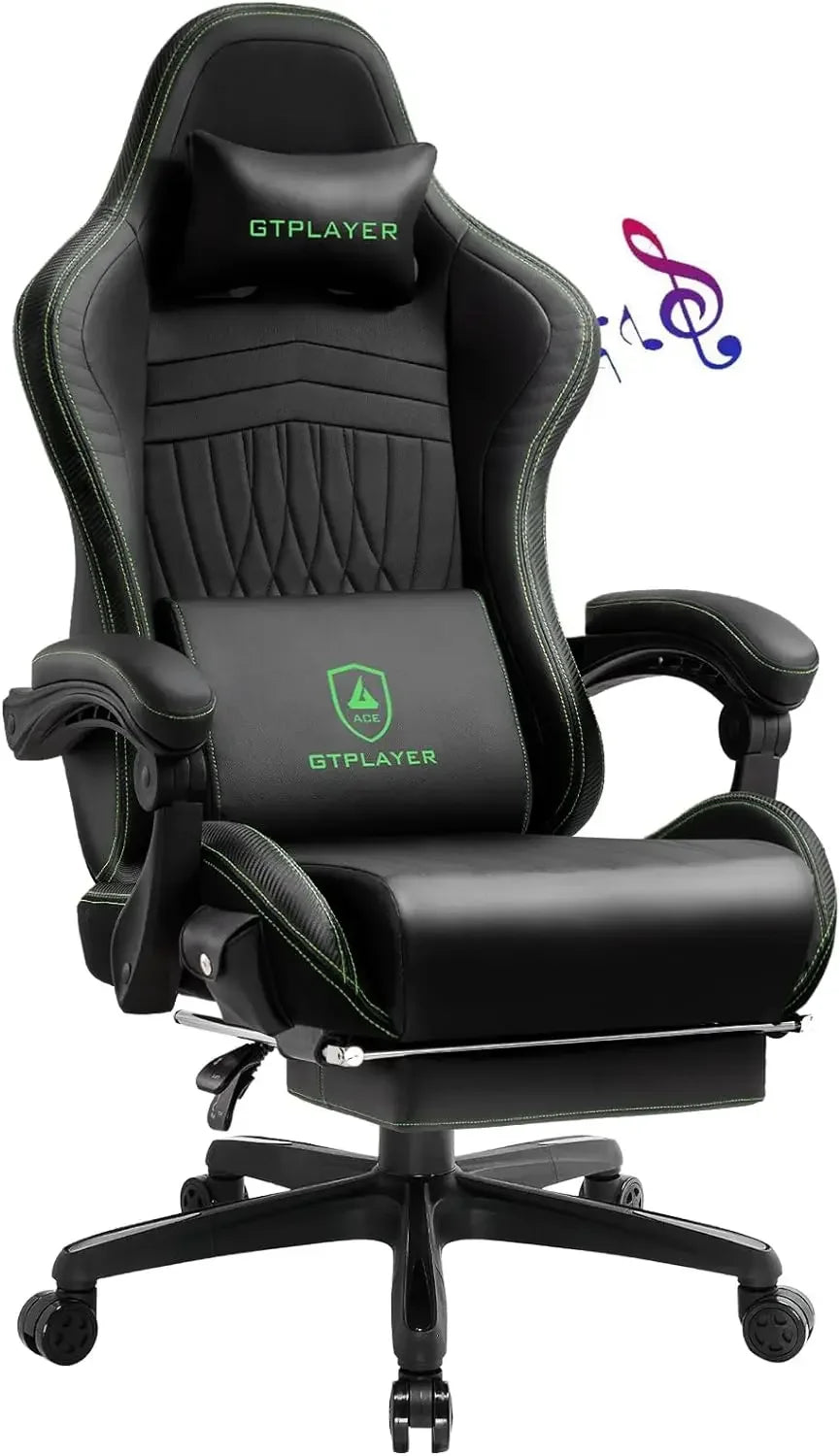 GTPLAYER Gaming Chair, Computer Chair with Footrest and Bluetooth Speakers, High Back Ergonomic Gaming Chair, Reclining Gaming C