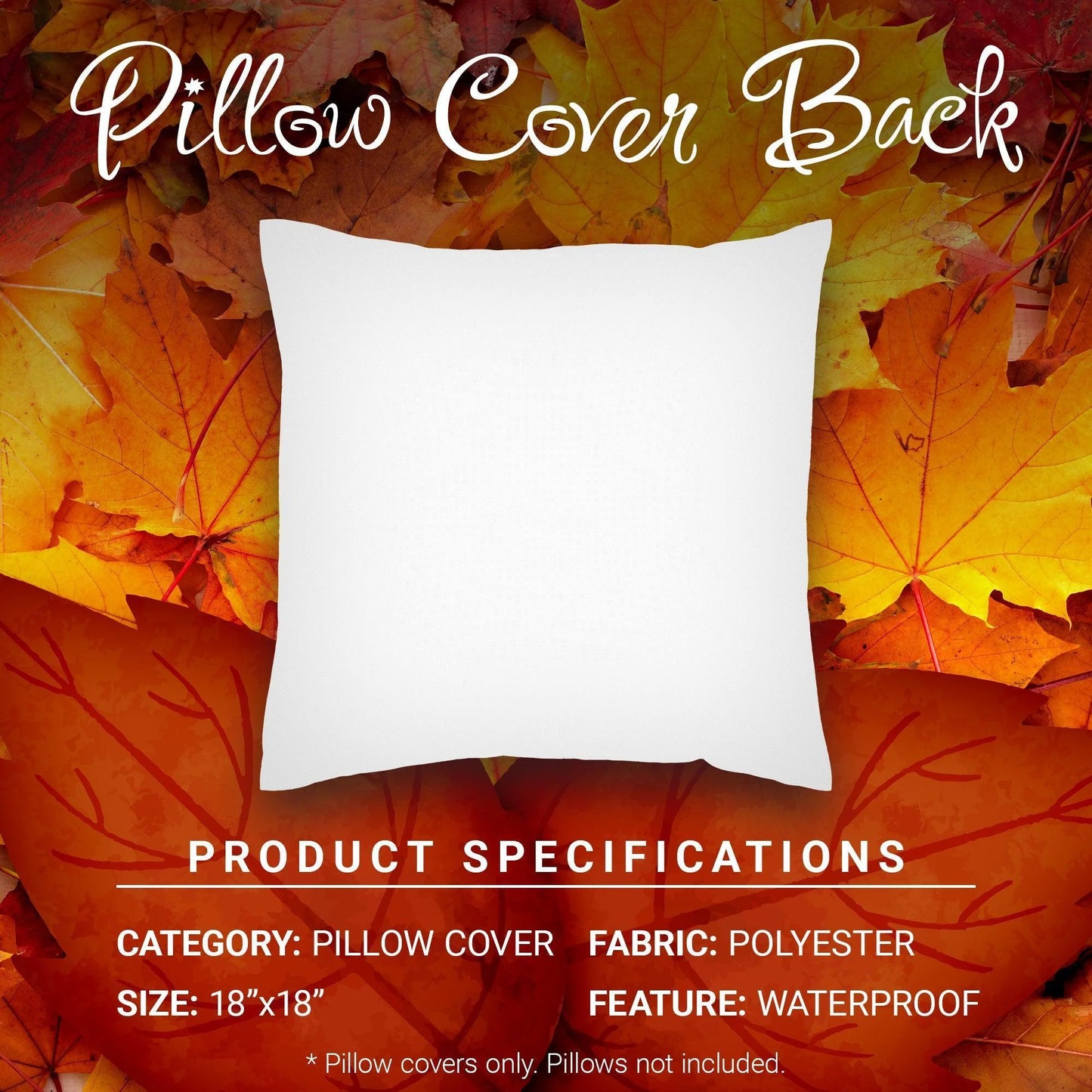 Fall Decoration Pumpkin Thankful Waterproof Throw Pillow Covers 18 X 18 in Set of 4, Beautiful Cushion Covers for Autumn Thanksgiving Sofa Couch Decoration
