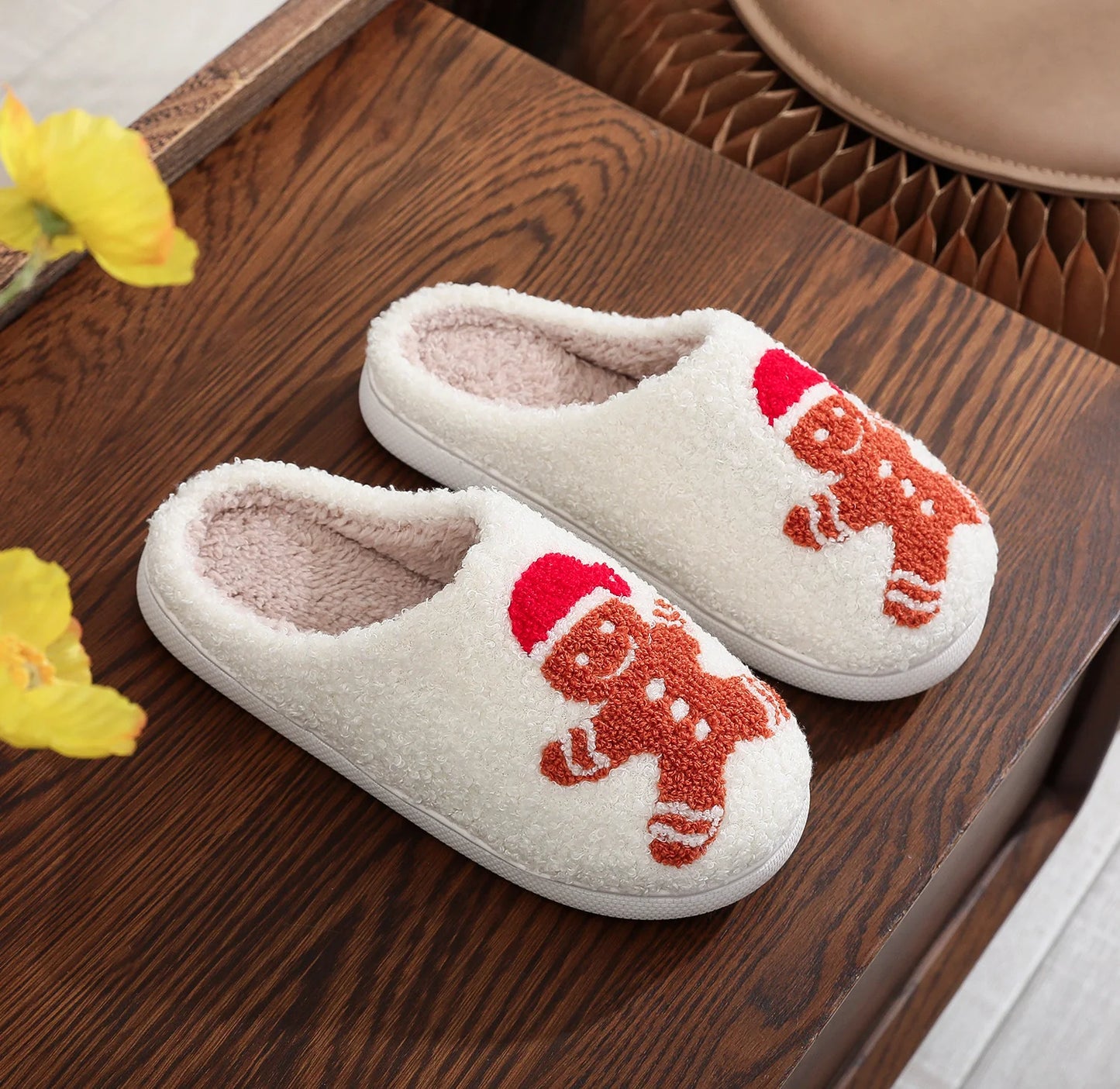 Christmas Gingerbread Cotton Slippers
