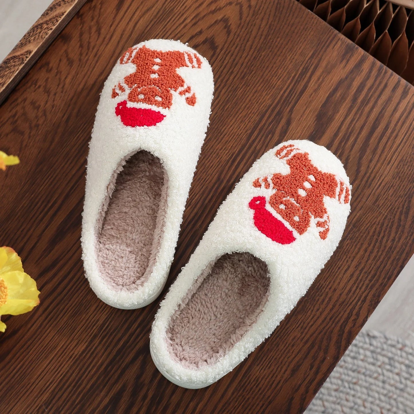 Christmas Gingerbread Cotton Slippers