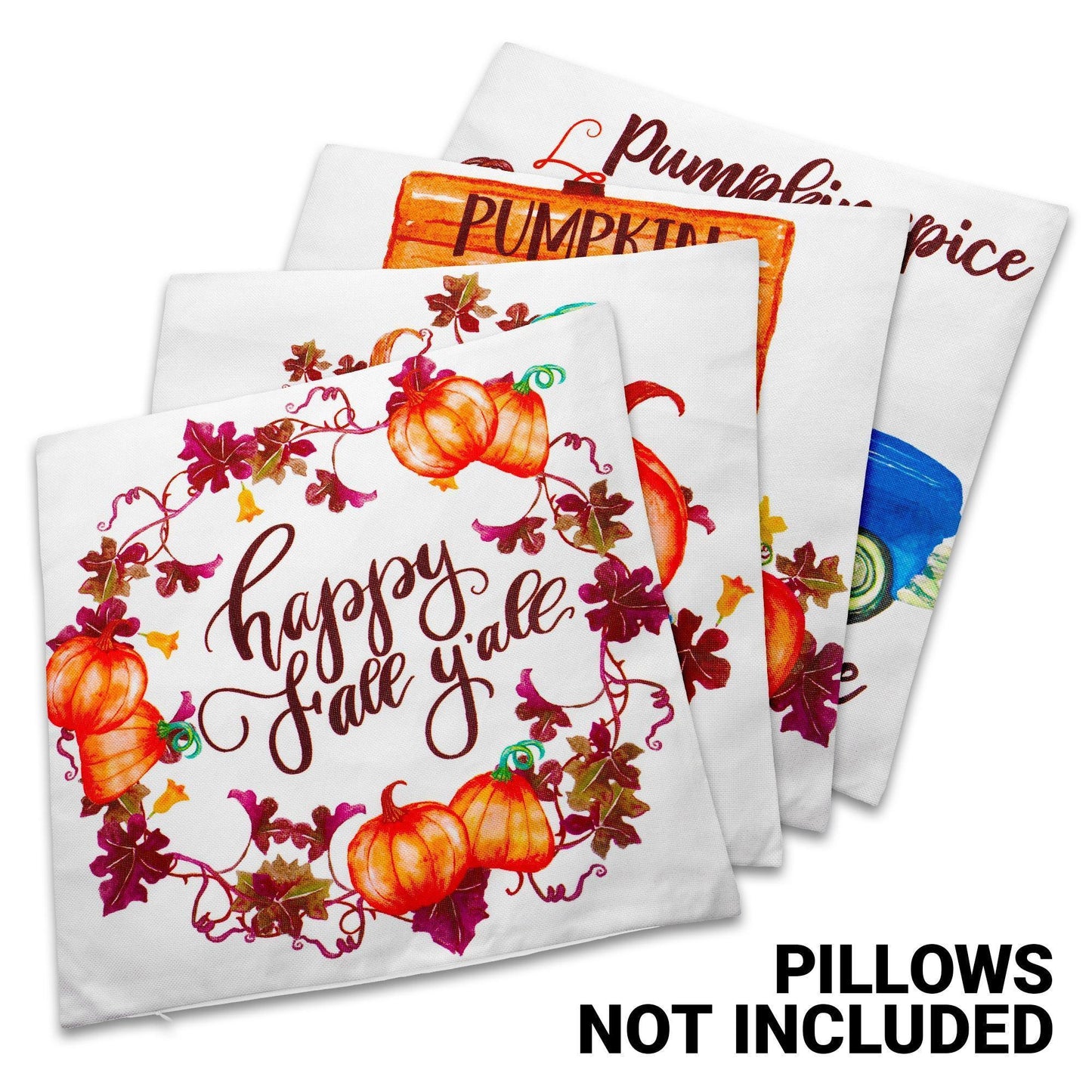 Fall Decoration Pumpkin Wagon Tractor Waterproof Throw Pillow Covers 18 X 18 in Set of 4, Beautiful Cushion Covers for Autumn Sofa Couch Decoration