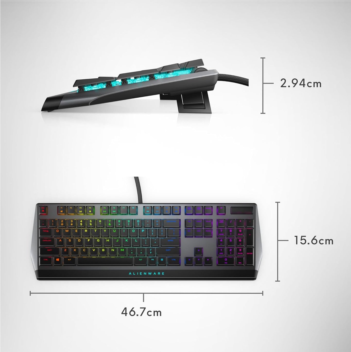 Low-Profile RGB Gaming Keyboard AW510K, Alienfx per Key RGB LED Color Backlighting