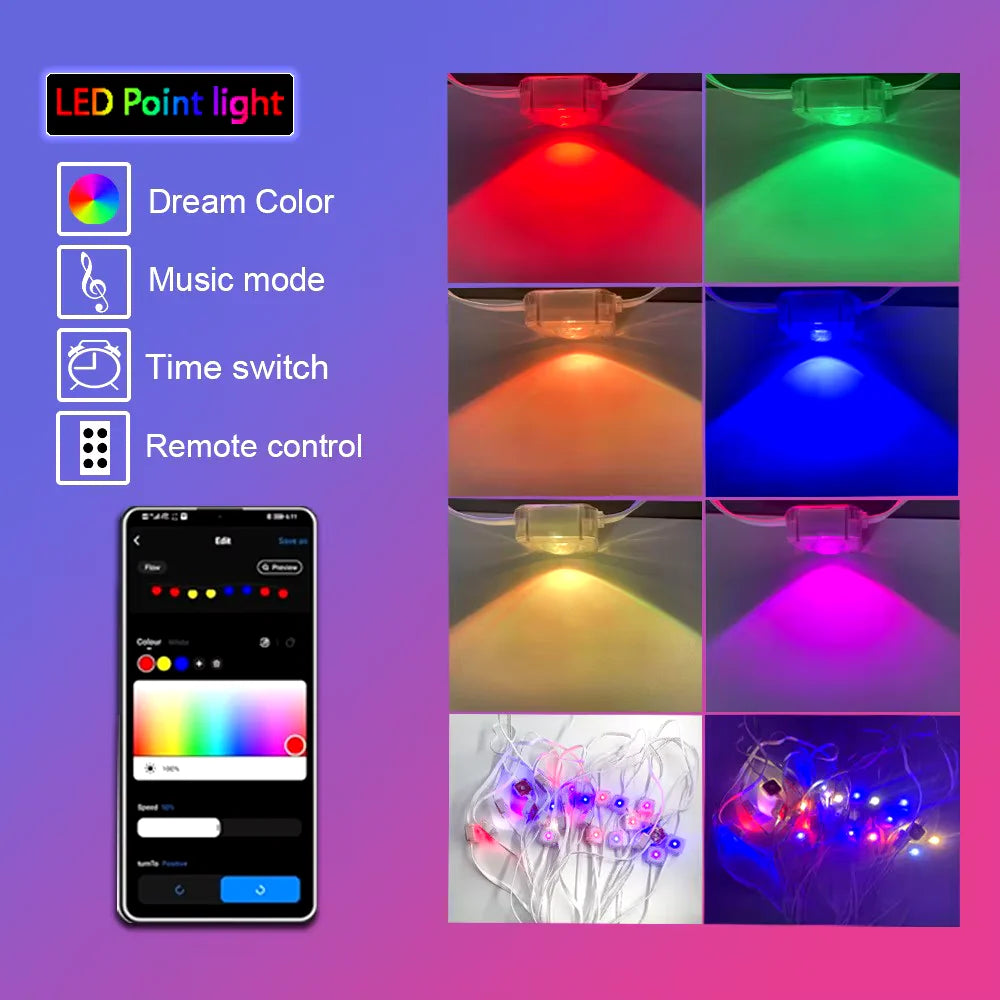45M RGB LED Outdoor String Lights with APP Control and Scene Modes