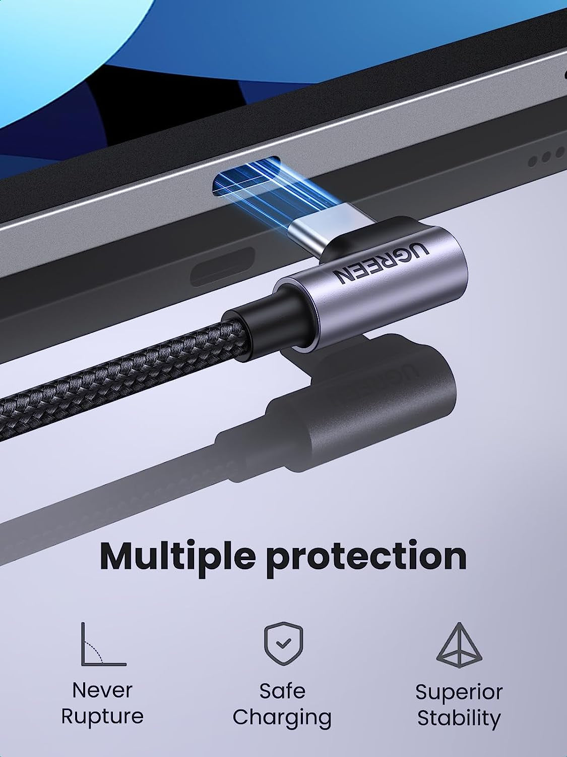 Right Angle USB C Cable 6.6FT 2-Pack, 60W USB C to USB C Cable 90 Degree Type C Cable