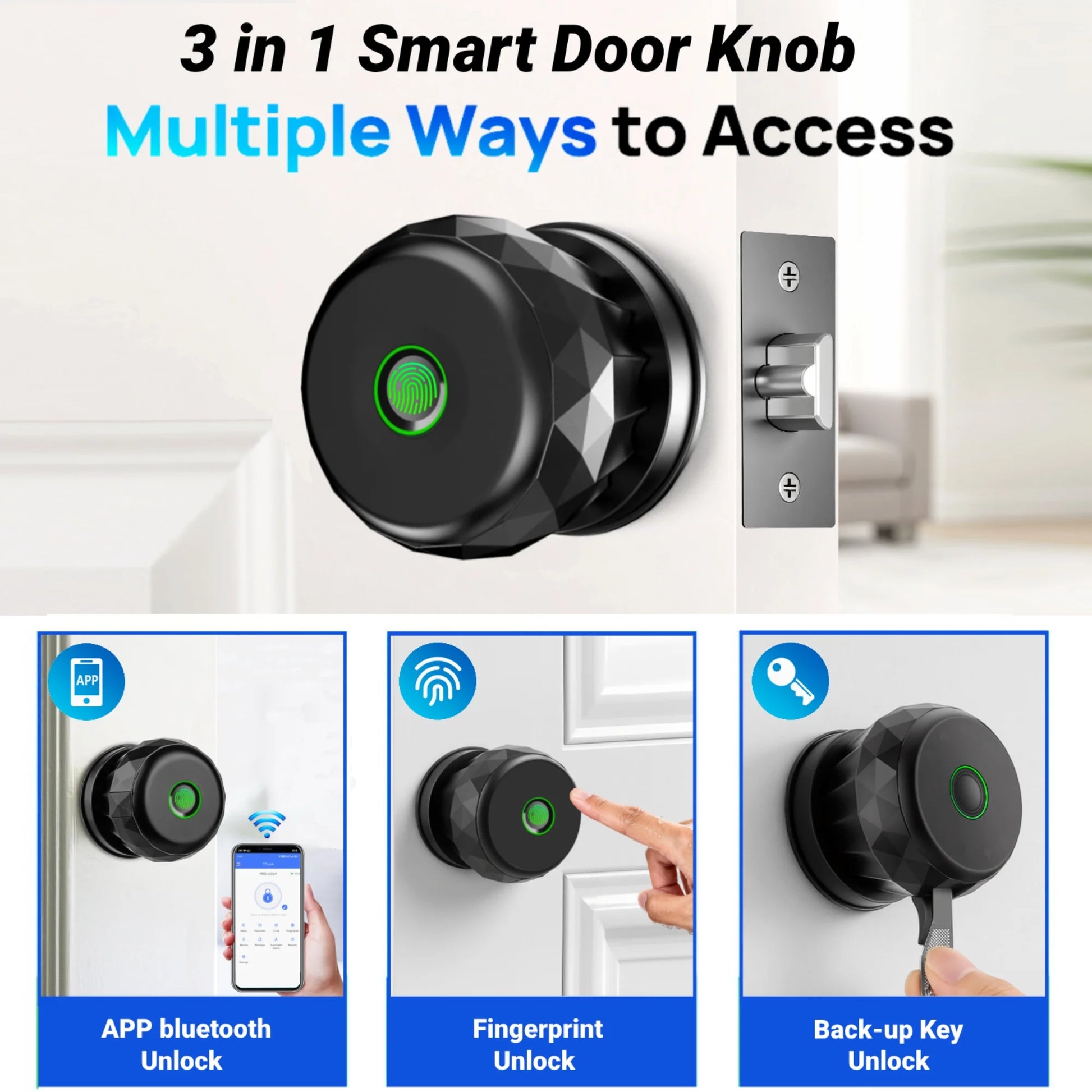 Keyless Smart Door Lock Smart Deadbolt with App Control & Fingerprint & 2 Keys