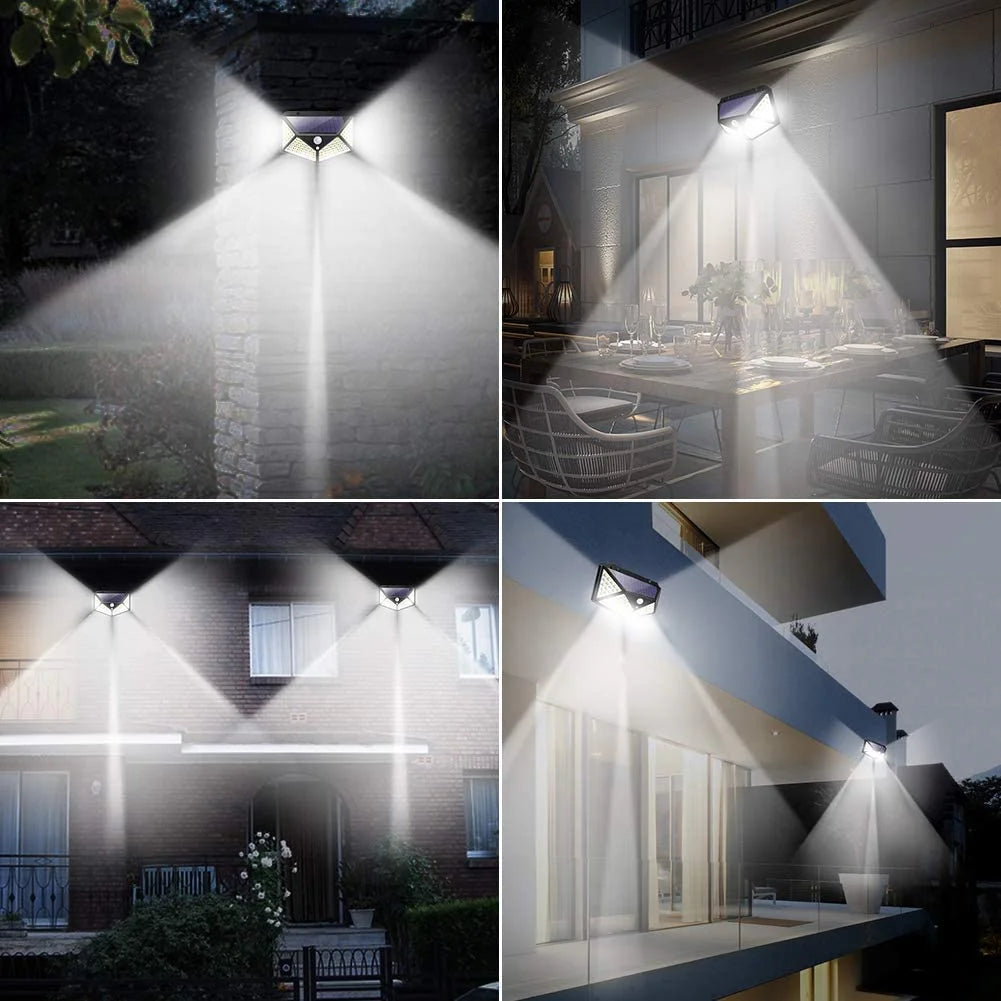 100 Led Solar Motion Sensor Lights Outdoor,  Weatherproof Solar Powered Lights 