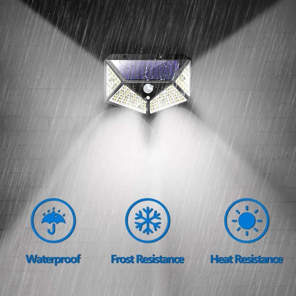 100 Led Solar Motion Sensor Lights Outdoor,  Weatherproof Solar Powered Lights 