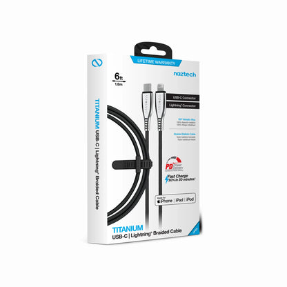 Naztech Titanium USB-C to Lightning Braided Cable 6Ft