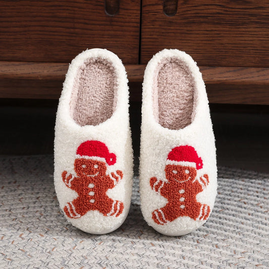 Christmas Gingerbread Cotton Slippers