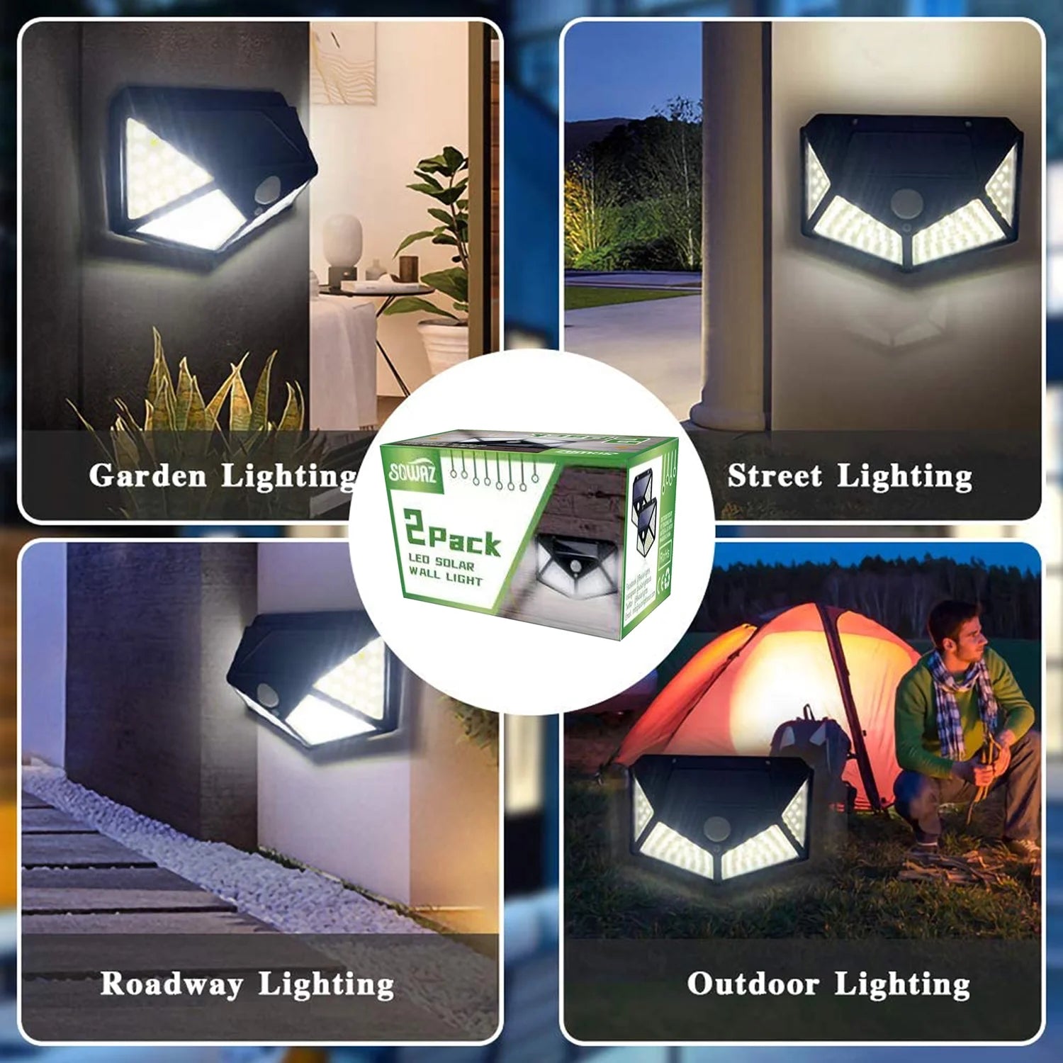 100 Led Solar Motion Sensor Lights Outdoor,  Weatherproof Solar Powered Lights 