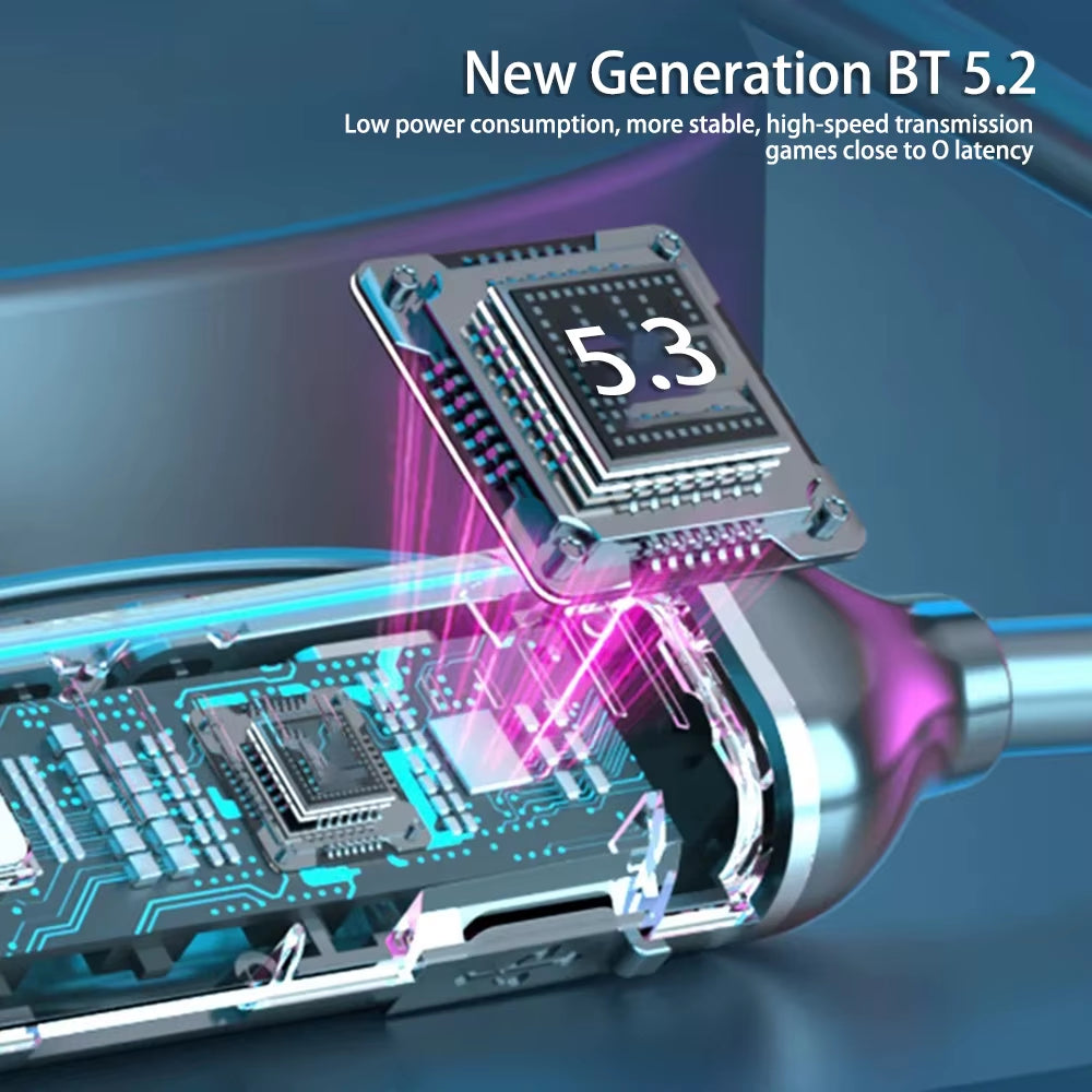 Wireless Neckband Earphone Hifi Sound Quality Bluetooth 5.3 Headphone with LED Power Display Neck Hanging Earbuds