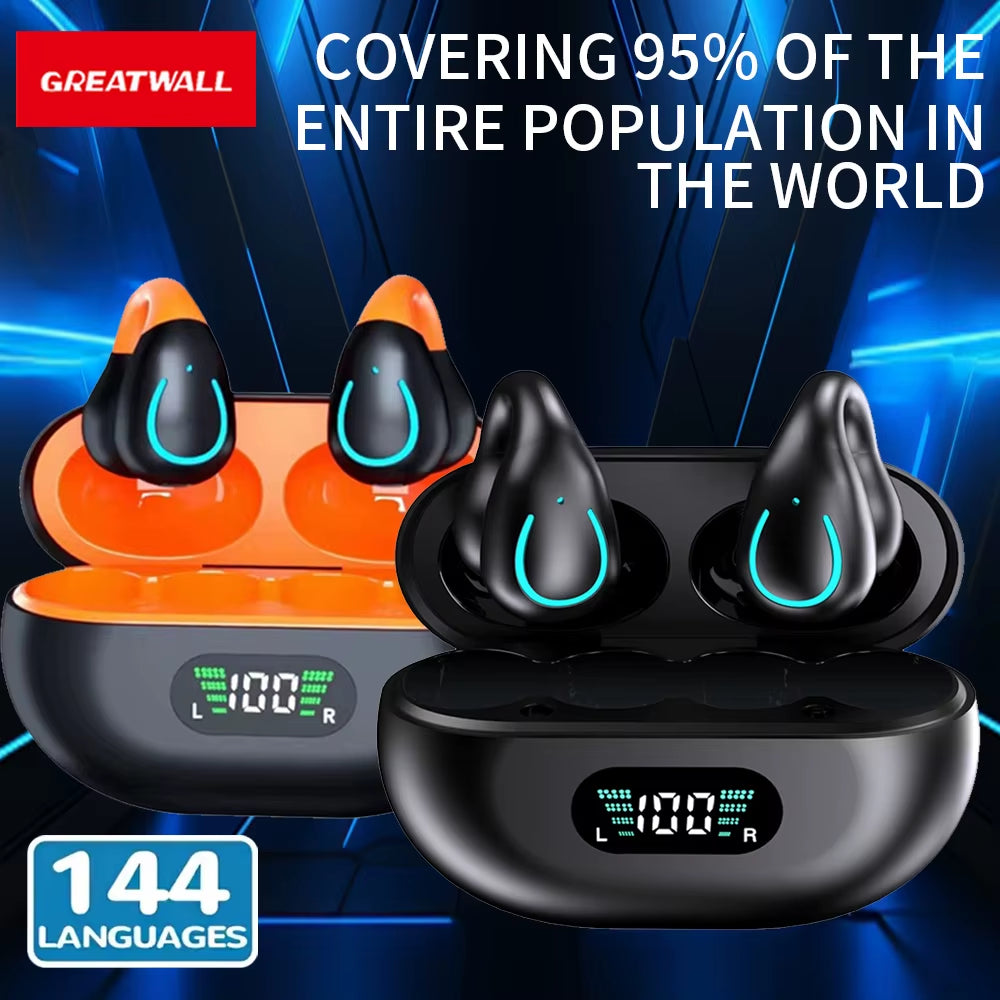 Translation Ear Clip, Touch Control,No Delay,High Definition Sound Quality, Can Translate 144 Languages Online