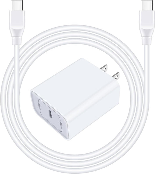 20W Fast USB C Wall Charger PD Power Adapter with 6Ft Type C to C Cable for Samsung S26 S25 S24