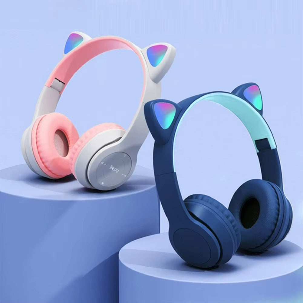 Wireless Headphones Glow Light Gaming Headset Stereo Bass Bluetooth-Compatible Helmets Sports Headphones for Kids and Adult