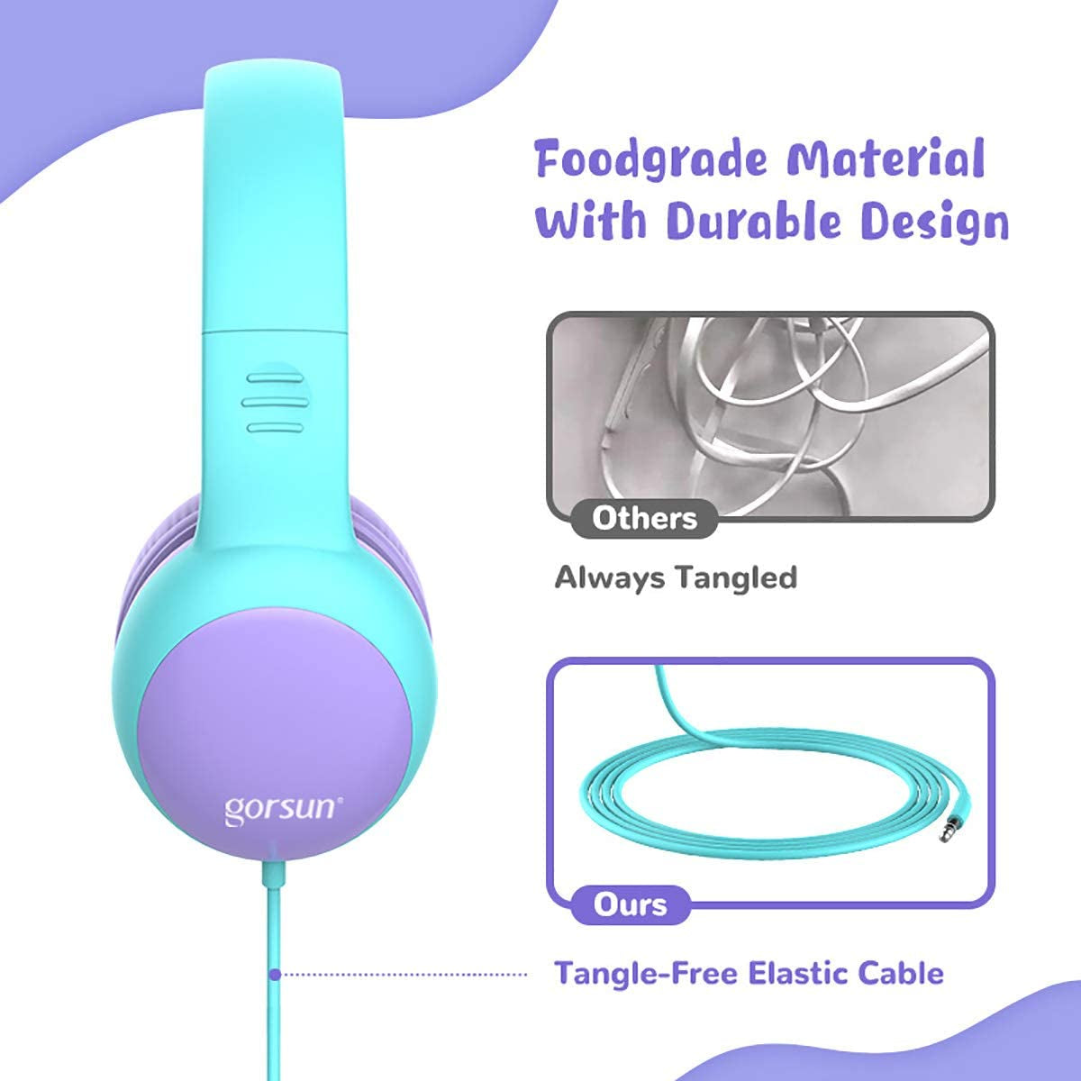 Kids Headphones with Limited Volume, Cat Ear Toddler Headphones, Wired Headphone over Ear for Boys and Girls,Stereo Sound Foldable 3.5Mm Headset for Children