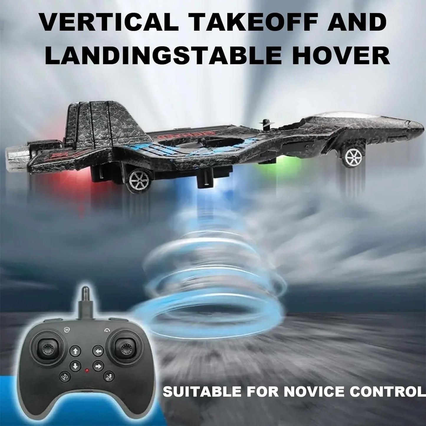 2026 Upgraded Skyriders RC Jet-Rc Stunt Fighter Jet Toy for Adult with 360° Flips & LED Lights, Remote Control Airplanes Foam Planes Drone with Battery & Fan Blade