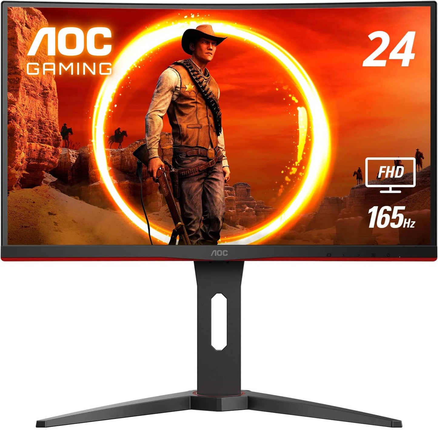 AOC  24" Curved Frameless Gaming Monitor, FHD 1920X1080, , Height Adjustable Black