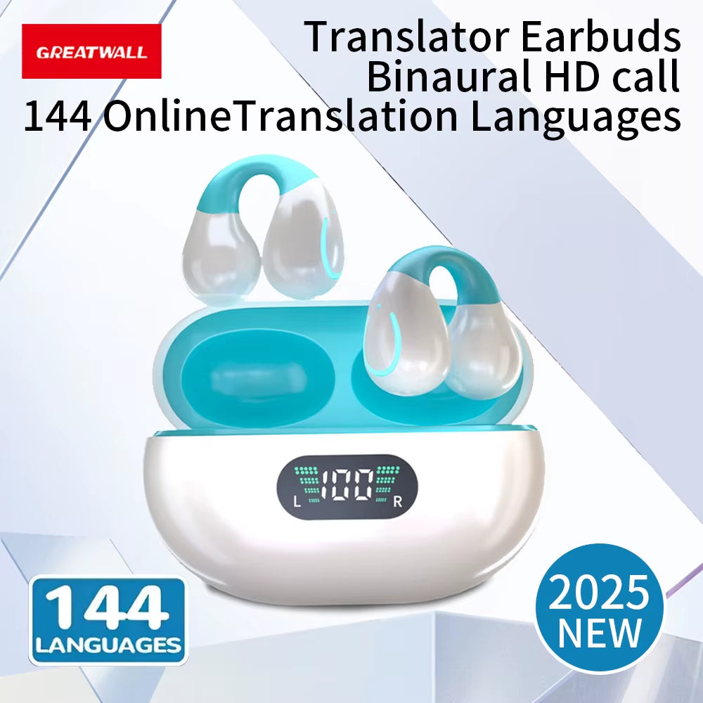 Translation Ear Clip, Touch Control,No Delay,High Definition Sound Quality, Can Translate 144 Languages Online