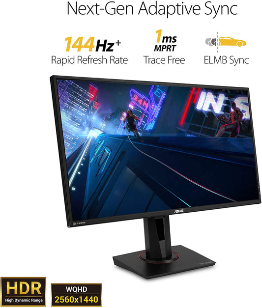 27" 2K HDR Gaming Monitor - QHD (2560 X 1440),  Extreme Low Motion Blur, Speaker, G-SYNC Compatible, Black