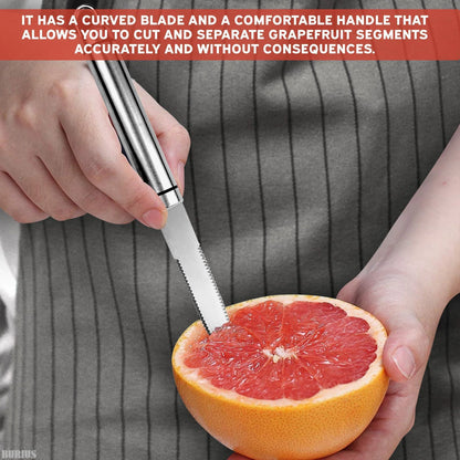 Grapefruit Knife with Curved Serrated Blade Fruit Slicer and Cutter for Oranges Kitchen Gadget Stainless Steel Small Knife for Home