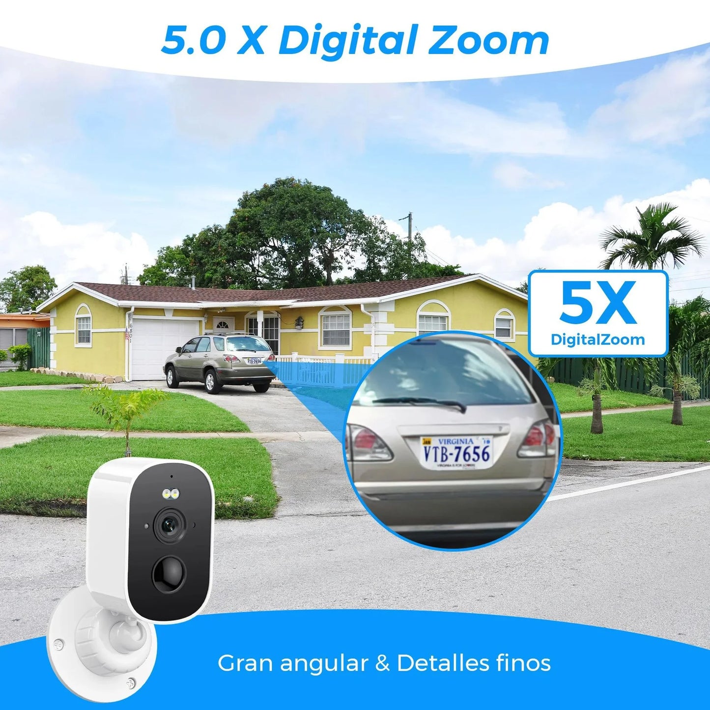 2K 4MP Security Cameras Wireless Outdoor, IP65 Waterproof Rechargeable Battery Powered Wifi Camera Home Surveillance System with PIR Motion Detection, Color Night Vision, 2-Way Talk, Cl-Oud/Sd Card