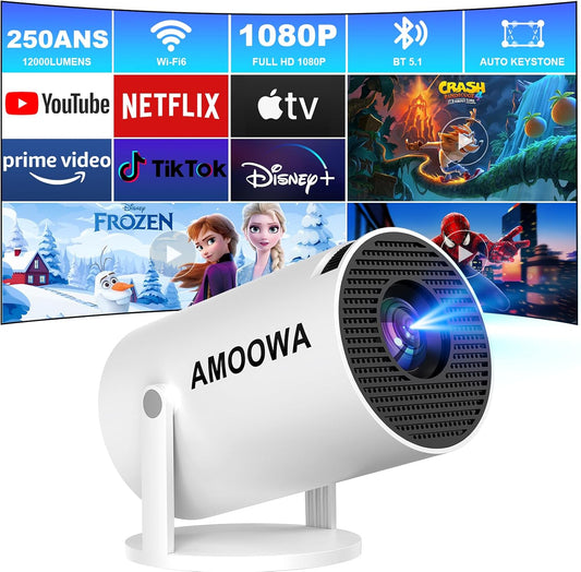 Portable 4K Mini Projector with Wifi and Wireless Bluetooth, Smart Proyector Wit