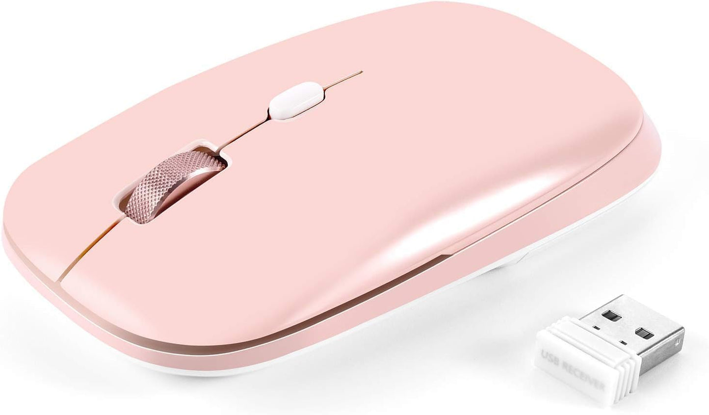 PINKCAT Wireless Flat Mouse, 2.4G Optical Mouse (Pink)