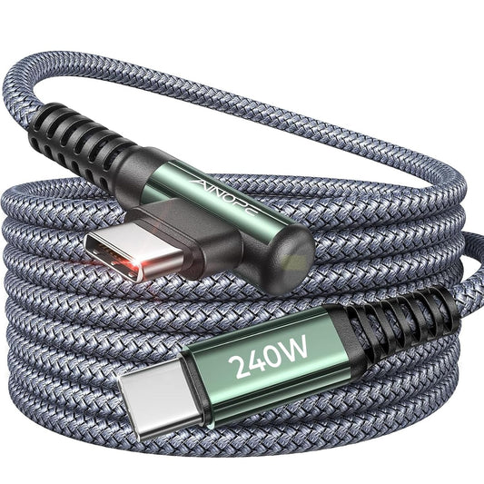 AINOPE 240W USB C to USB C Cable [10FT] Right Angle C to C  Fast Charging