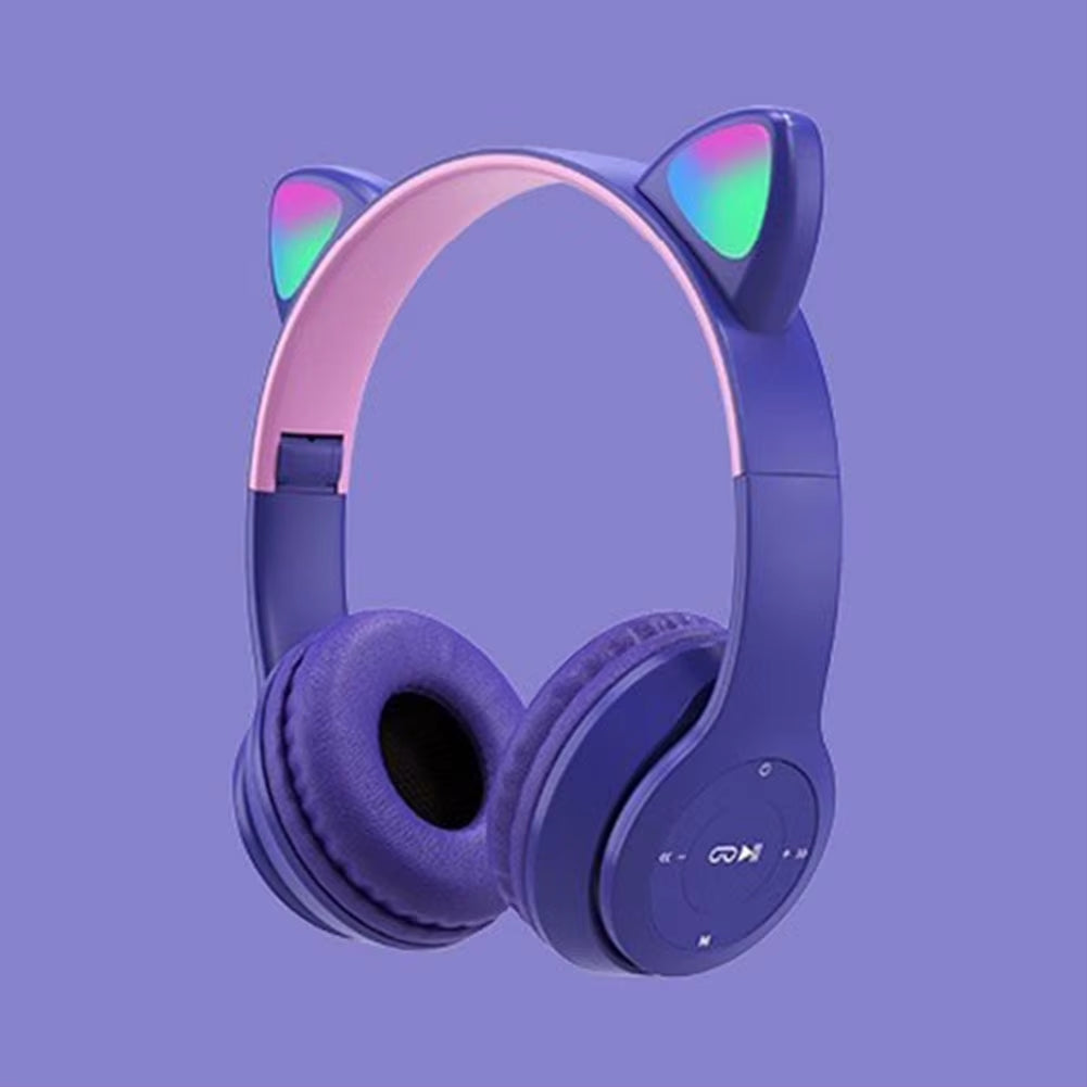 Wireless Headphones Glow Light Gaming Headset Stereo Bass Bluetooth-Compatible Helmets Sports Headphones for Kids and Adult