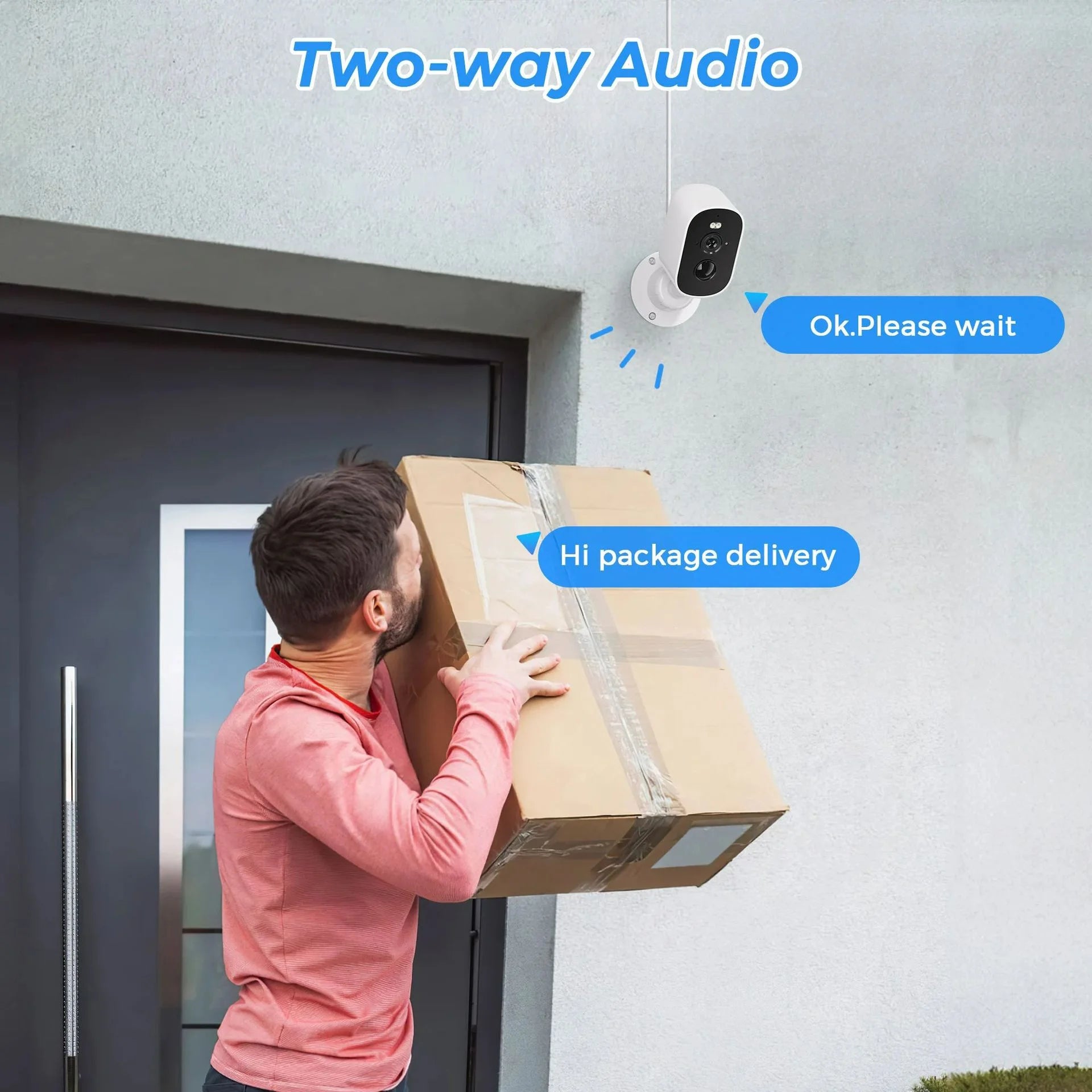 2K 4MP Security Cameras Wireless Outdoor, IP65 Waterproof Rechargeable Battery Powered Wifi Camera Home Surveillance System with PIR Motion Detection, Color Night Vision, 2-Way Talk, Cl-Oud/Sd Card