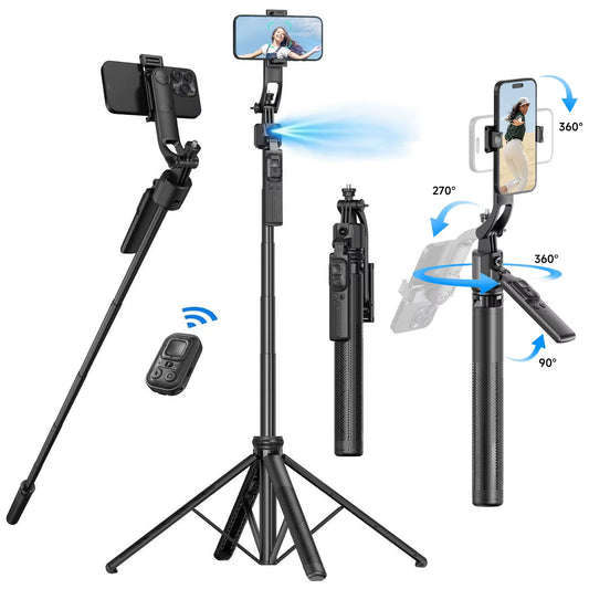 Auto Face Tracking Tripod 360° Rotation Mount 64" Extendable Auto Tracking Phone Holder Motion Sensor Tripod Selfie Stick Remote