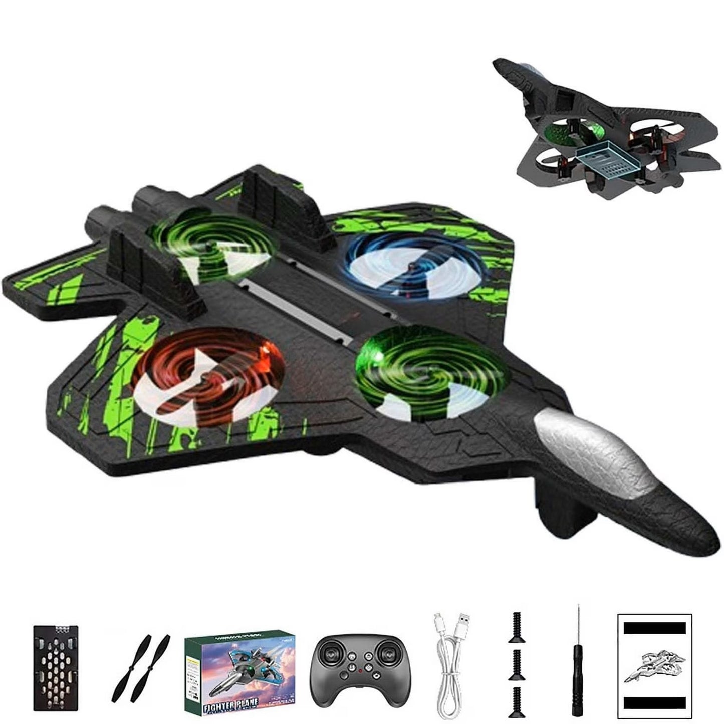 2026 Upgraded Skyriders RC Jet-Rc Stunt Fighter Jet Toy for Adult with 360° Flips & LED Lights, Remote Control Airplanes Foam Planes Drone with Battery & Fan Blade