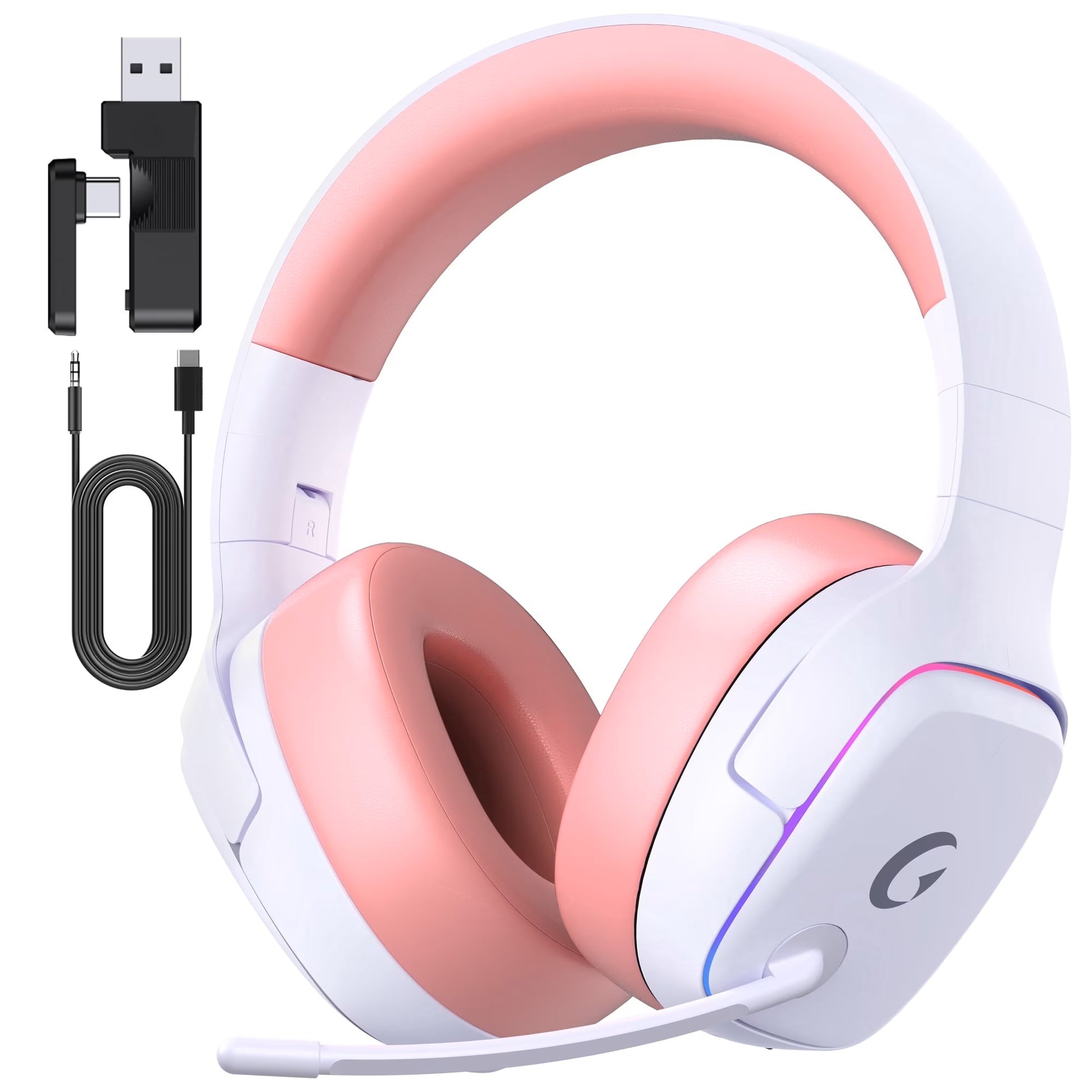 Wireless Gaming Headset 2.4Ghz for Ps5/Ps4/Pc/Switch, Bluetooth 5.3 Headphones with Noise-Canceling Mic