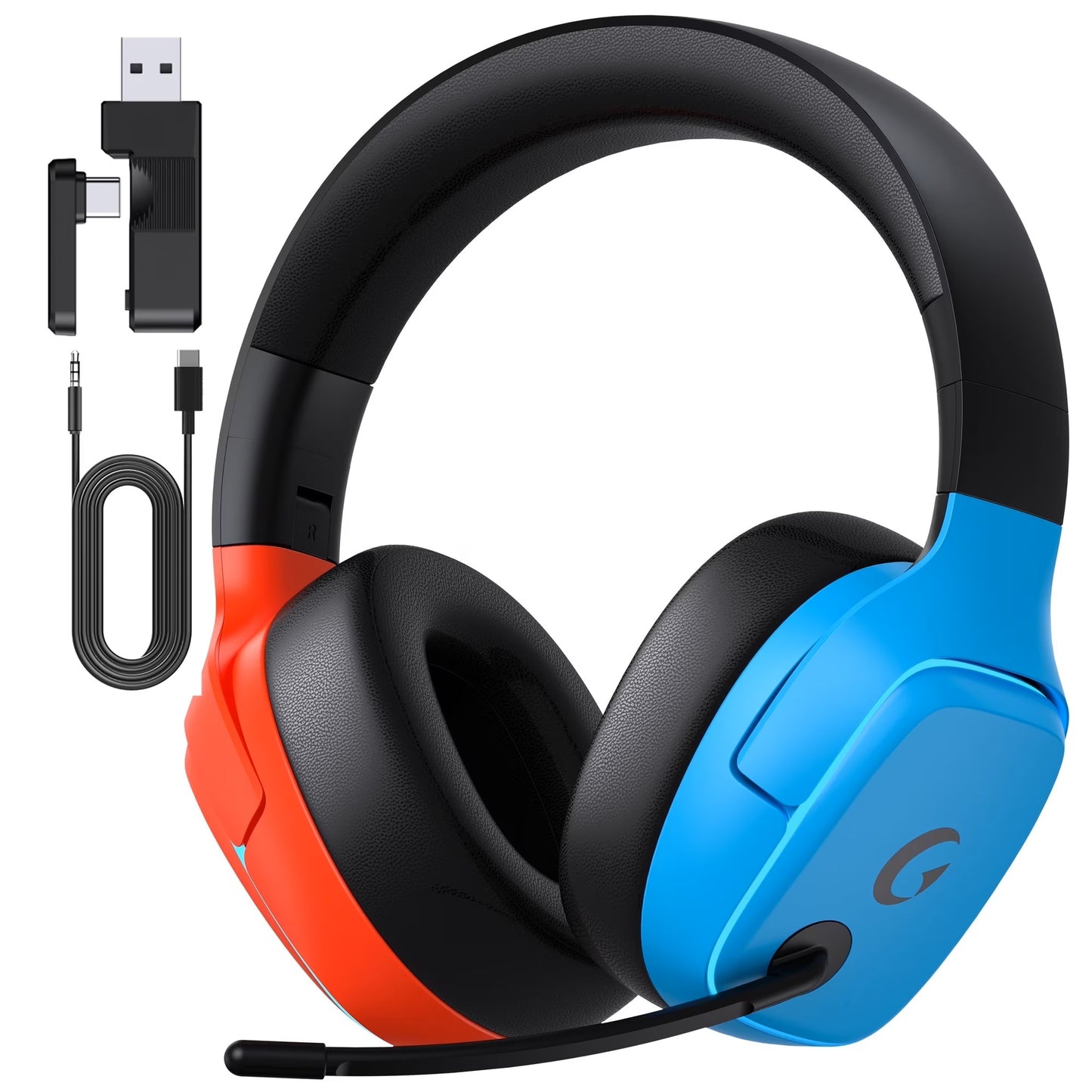 Wireless Gaming Headset 2.4Ghz for Ps5/Ps4/Pc/Switch, Bluetooth 5.3 Headphones with Noise-Canceling Mic