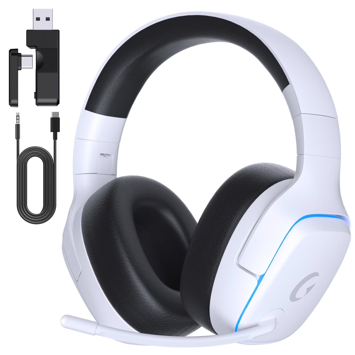 Wireless Gaming Headset 2.4Ghz for Ps5/Ps4/Pc/Switch, Bluetooth 5.3 Headphones with Noise-Canceling Mic