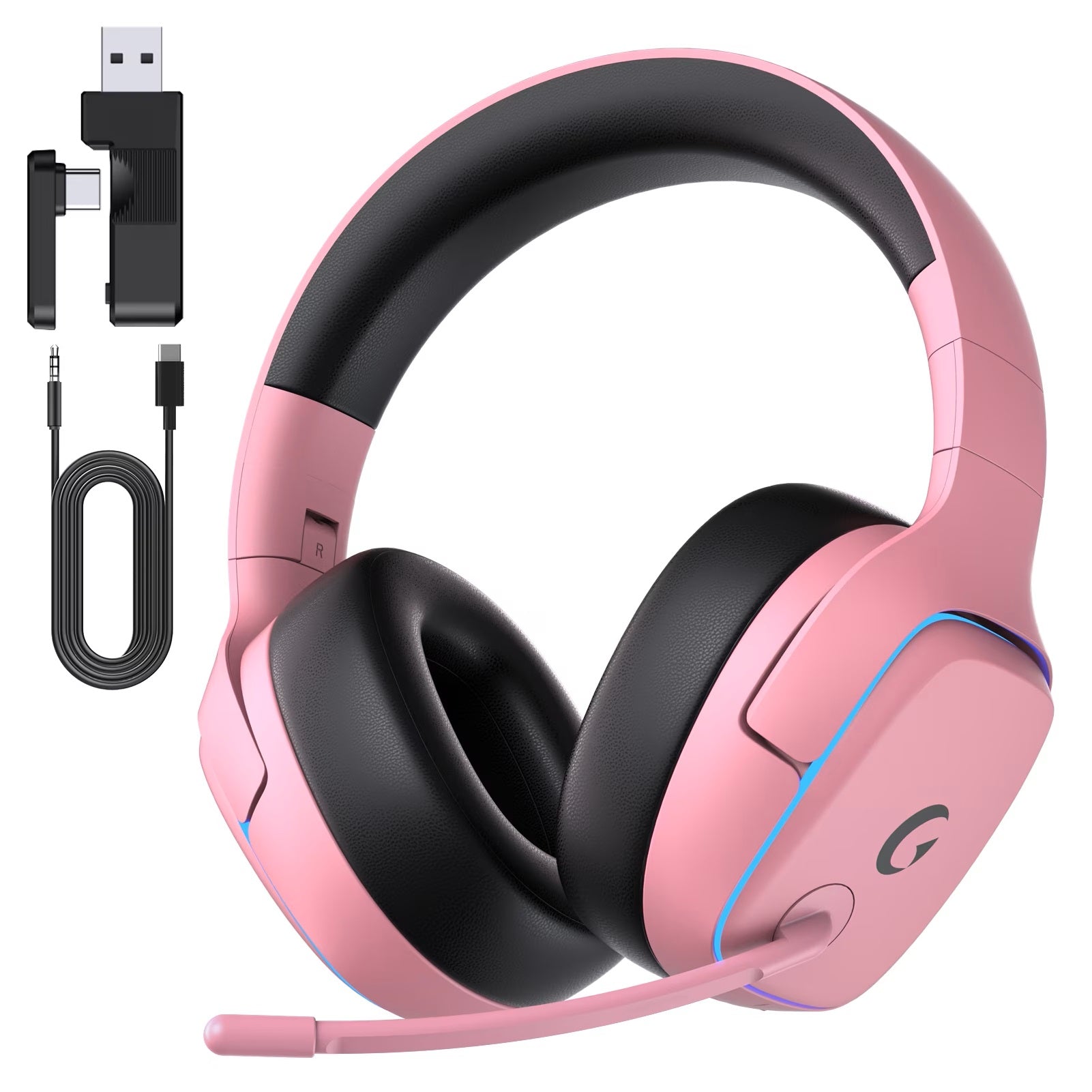 Wireless Gaming Headset 2.4Ghz for Ps5/Ps4/Pc/Switch, Bluetooth 5.3 Headphones with Noise-Canceling Mic