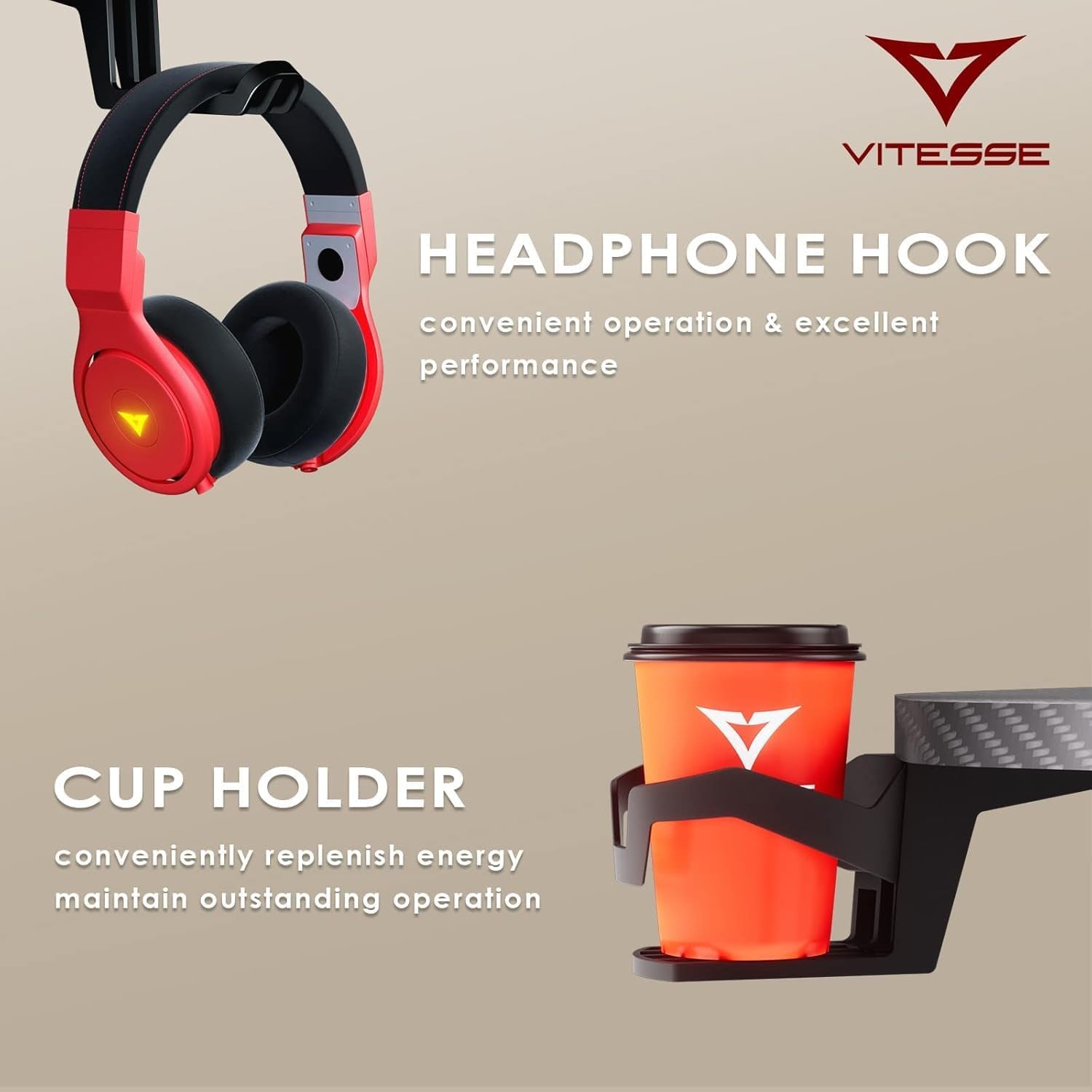 VITESSE 63 Inch Gaming Desk, Z Shaped with Large Mouse Pad, Black