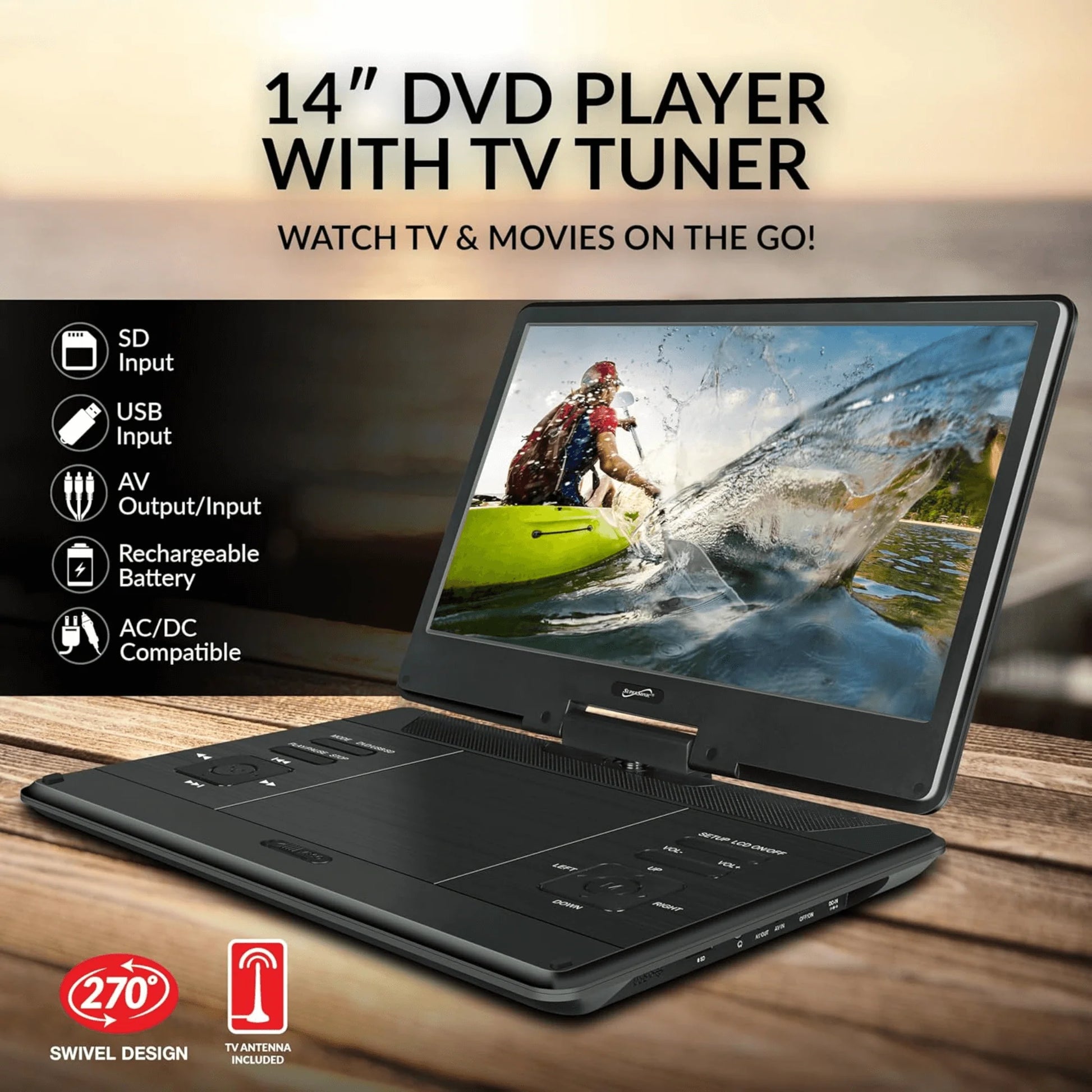 Supersonic 14-Inch Portable LED DVD Player