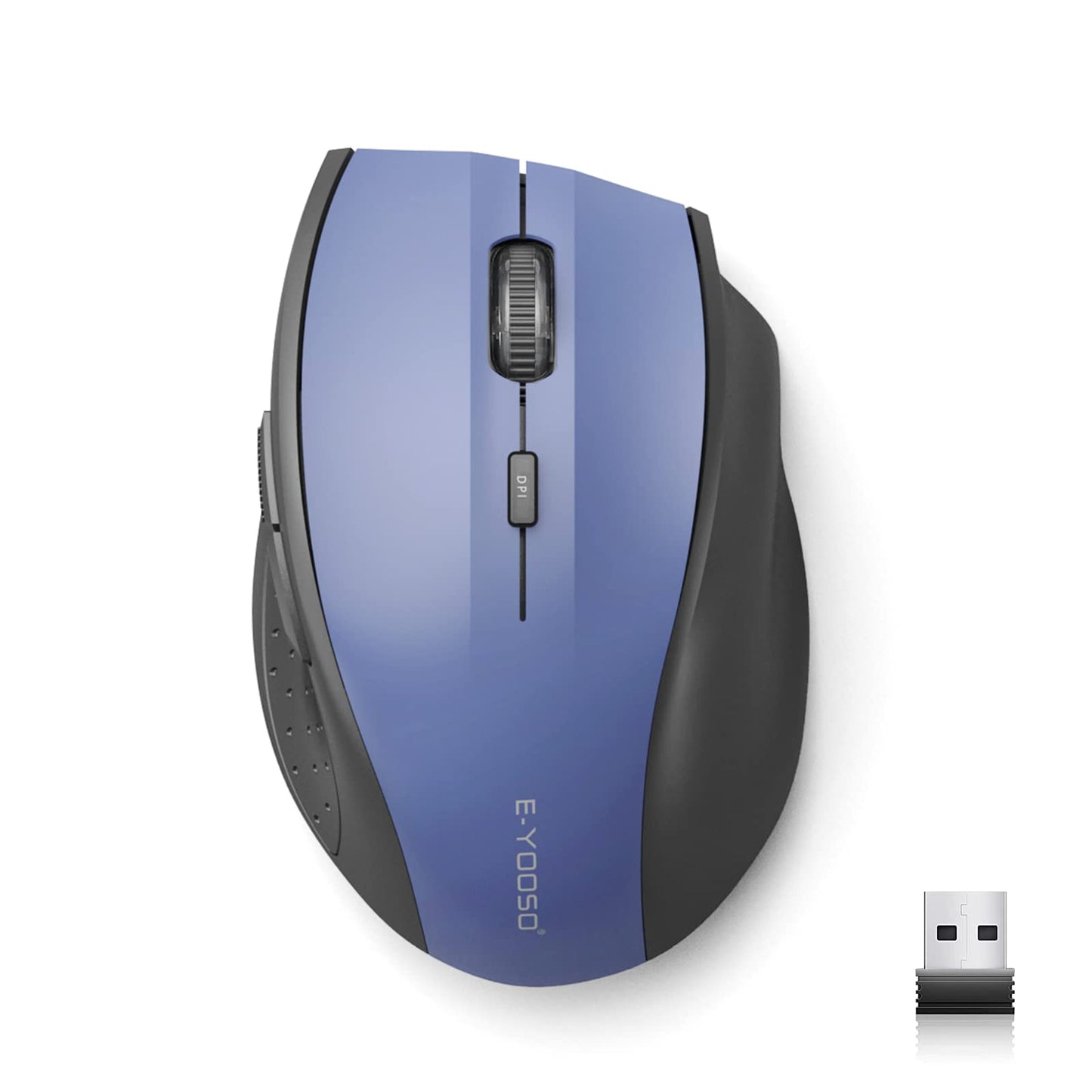 E-YOOSO Wireless Mouse for Laptop, Portable Optical Computer Mouse, 6 Buttons, Cordless 2.4GHz with USB Receiver, 5-Level 4800 DPI, 18 Months Battery Life for PC Chromebook Windows Mac