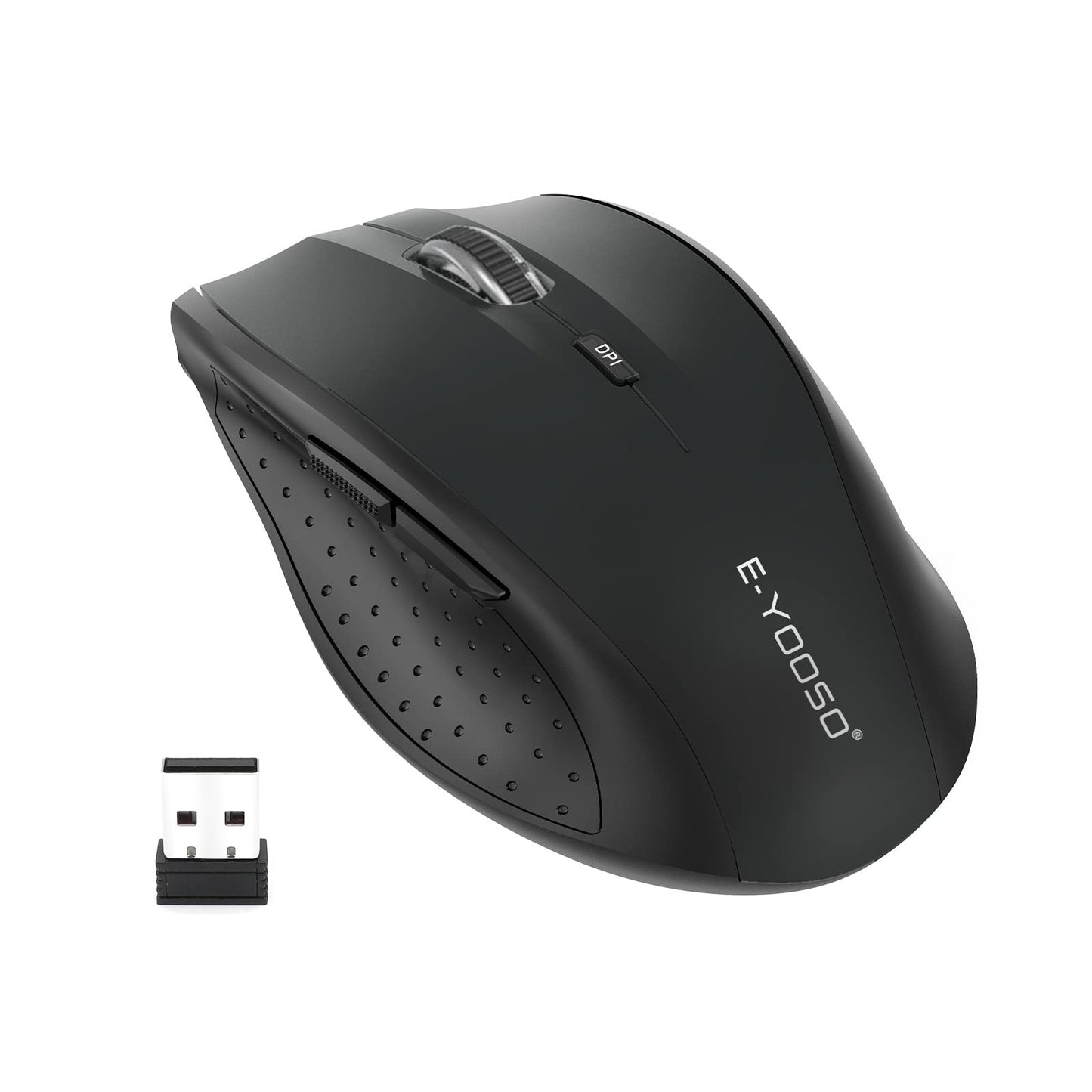 E-YOOSO Wireless Mouse for Laptop, Portable Optical Computer Mouse, 6 Buttons, Cordless 2.4GHz with USB Receiver, 5-Level 4800 DPI, 18 Months Battery Life for PC Chromebook Windows Mac